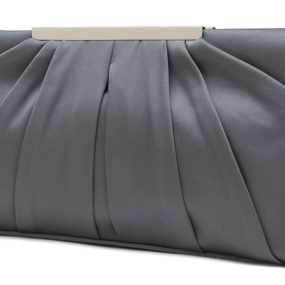 CHARMING TAILOR Clutch Evening Bag Elegant Pleated Satin Formal Handbag